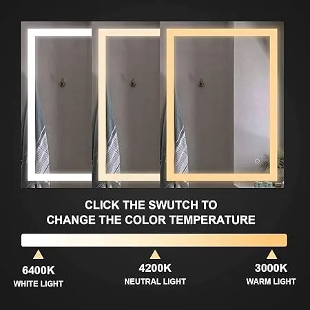 LAXMI Glass Shop Wall Mounted Led Touch Sensor Mirror with Aluminum Frame | LED Illuminated Modern Vanity Rectangle Puzzle Design Mirror for Bathroom, Bedroom & Makeup Room (24inch x 24inch)