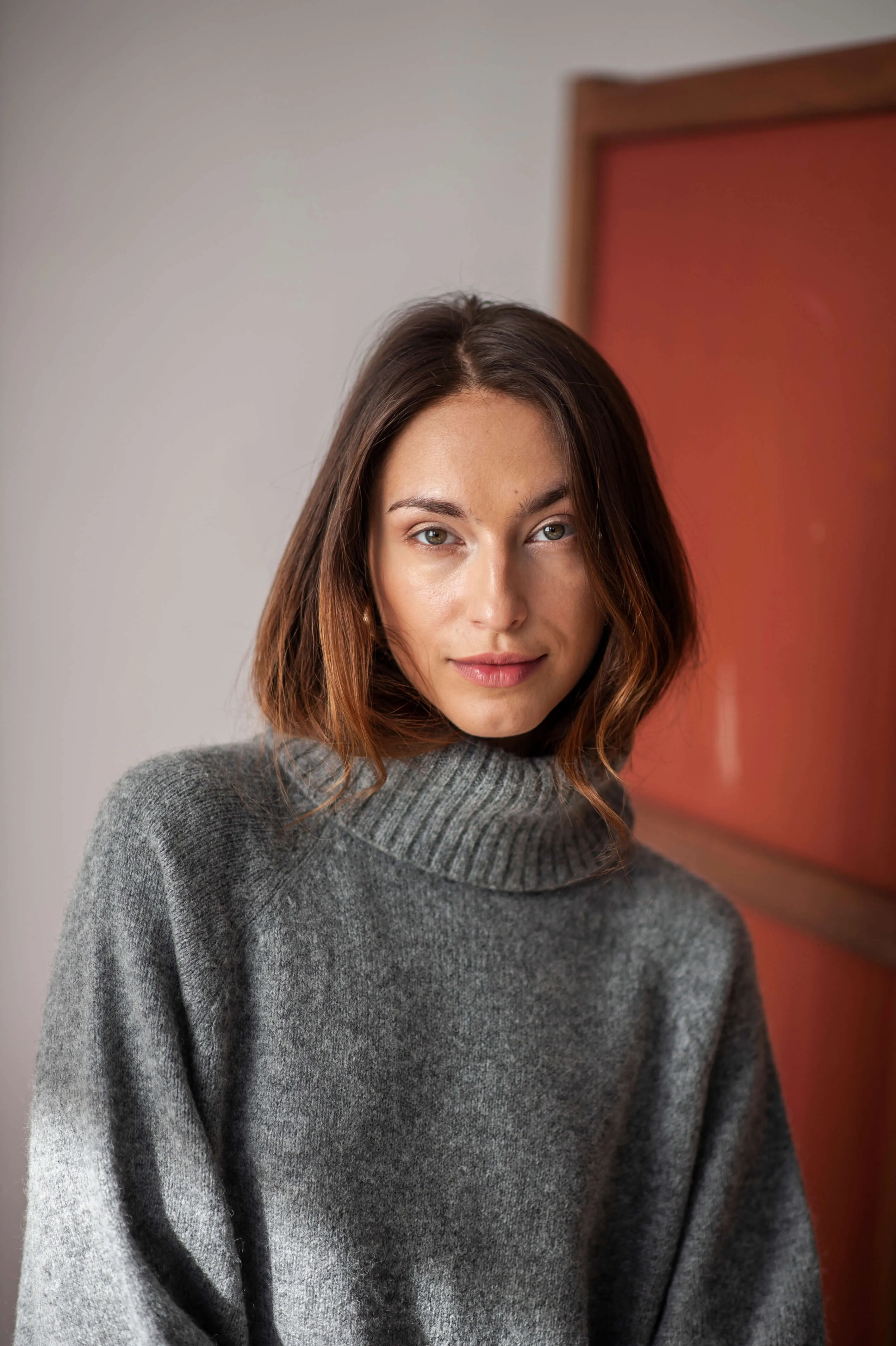 Long Merino wool turtleneck sweater dress SANA