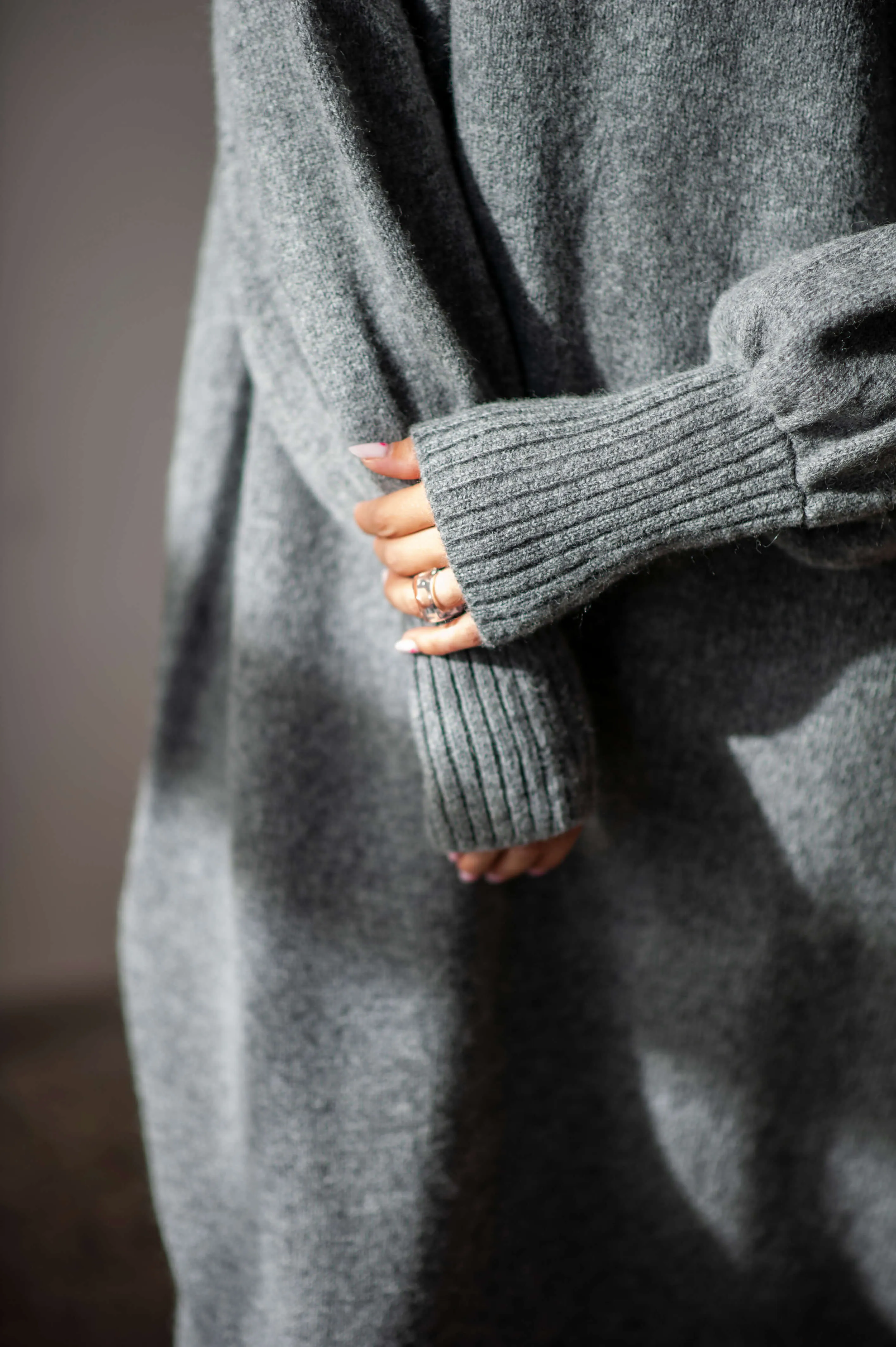Long Merino wool turtleneck sweater dress SANA