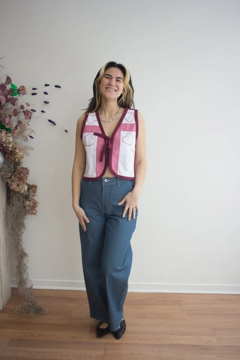 Middle Sister Co. Quilted Tie Vest (Stitched With Love)