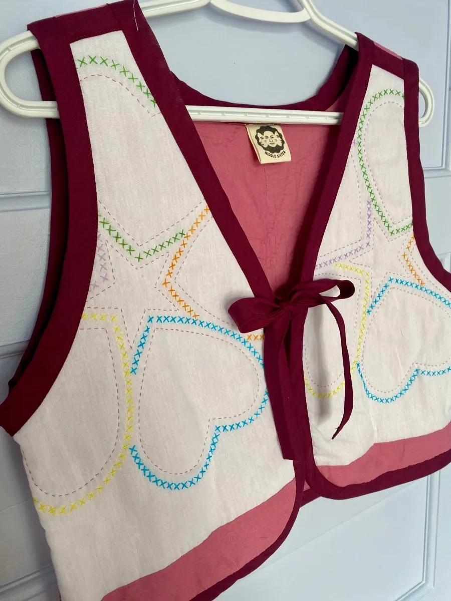 Middle Sister Co. Quilted Tie Vest (Stitched With Love)