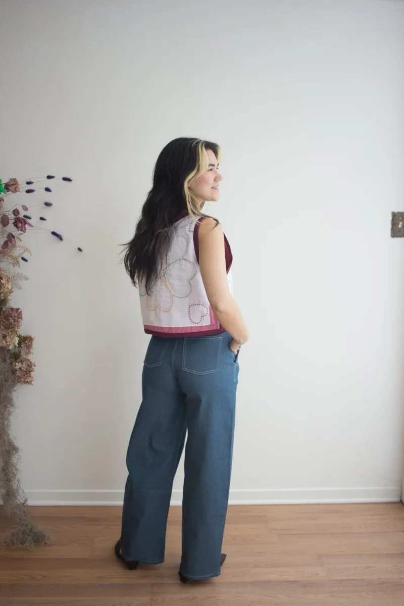 Middle Sister Co. Quilted Tie Vest (Stitched With Love)
