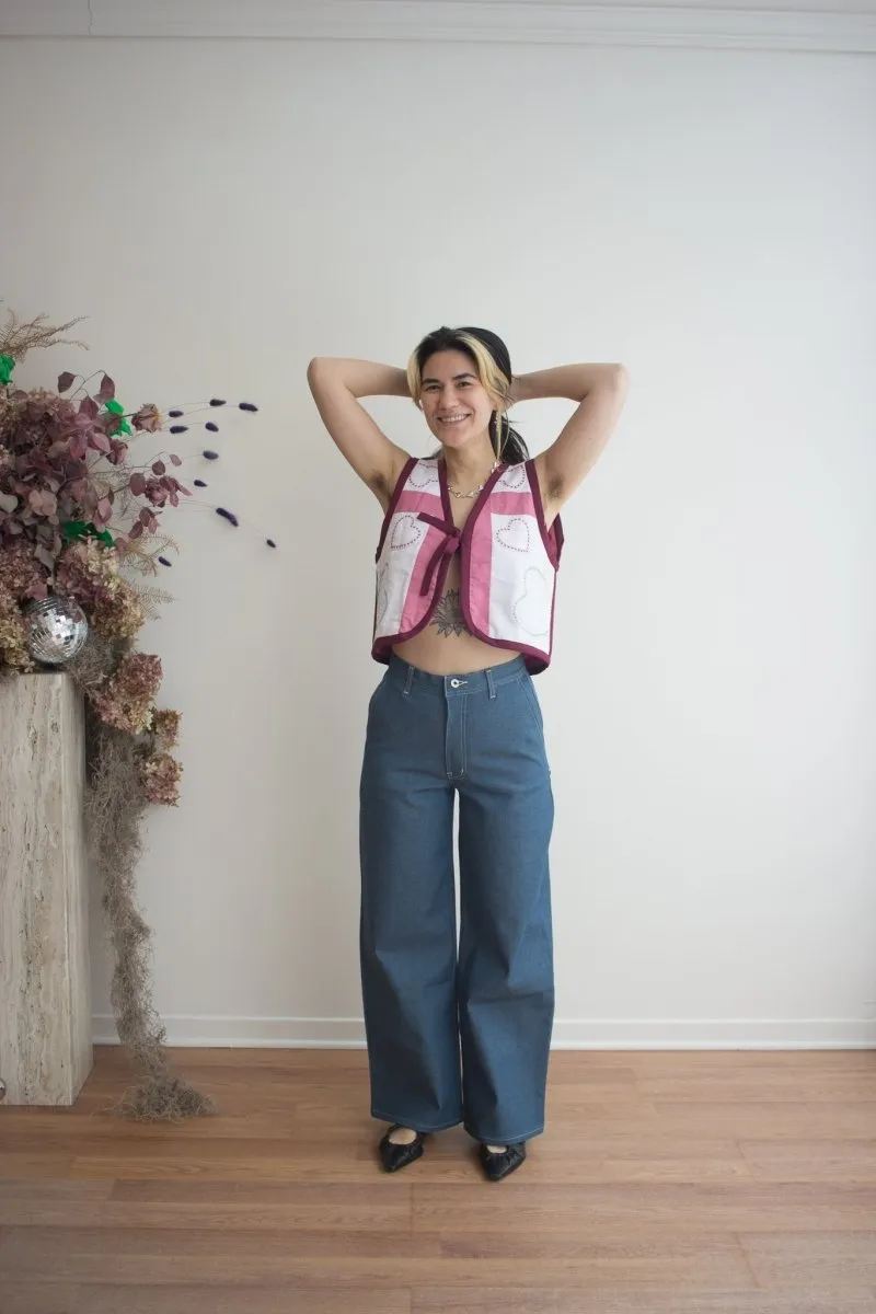 Middle Sister Co. Quilted Tie Vest (Stitched With Love)