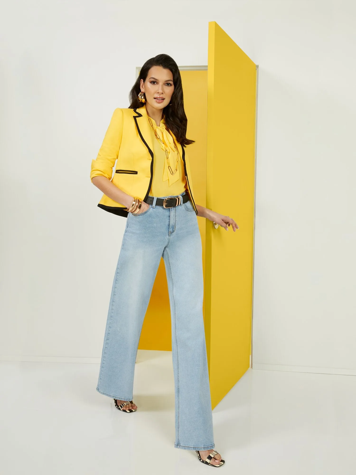 Piped Double-Button Ponte Jacket - Superflex