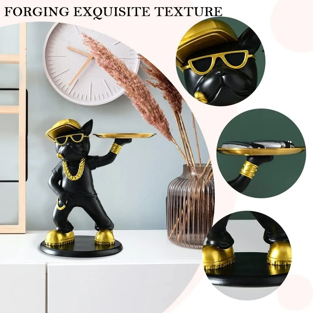 SATYAM KRAFT 1 Pc Dog Showpiece for Home Decorative Scluputre Bull Dog Statue for Home Decor, Figurines for Home Kitchen Table Decor, Gifting,Office Items(Black-Gold)
